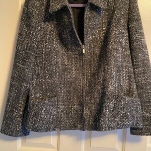 Jones New York Charcoal and White Tweed Blazer